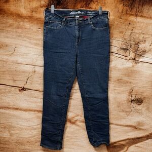 Eddie Bauer Flannel Lined Jeans Womens 12 Slightly Curvy Straight Leg Stretch